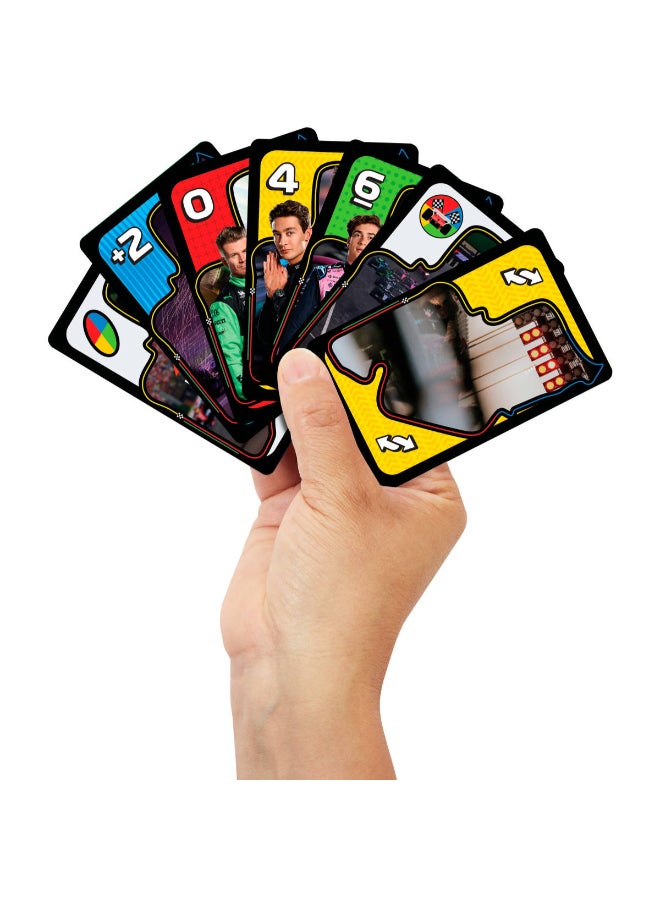 ماتيل جيمز UNO F1 Card Game for Kids, Families, Travel & Camping, Deck Features Images from the World of Formula 1 Racing - Image 2